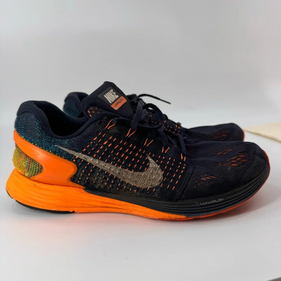 Nike Lunarglide 7 Men’s Running Shoes Dark Obsidian/Total Orange Size US 8.5 - Picture 1 of 7